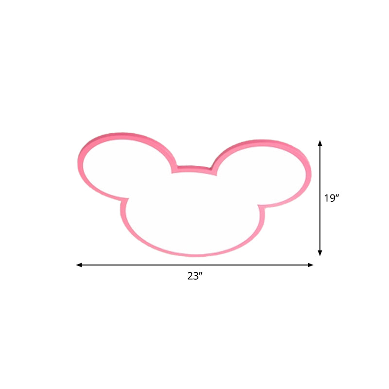 Acrylic Mouse Head Ceiling Light Cartoon LED Flush Mount Lighting Fixture in Pink
