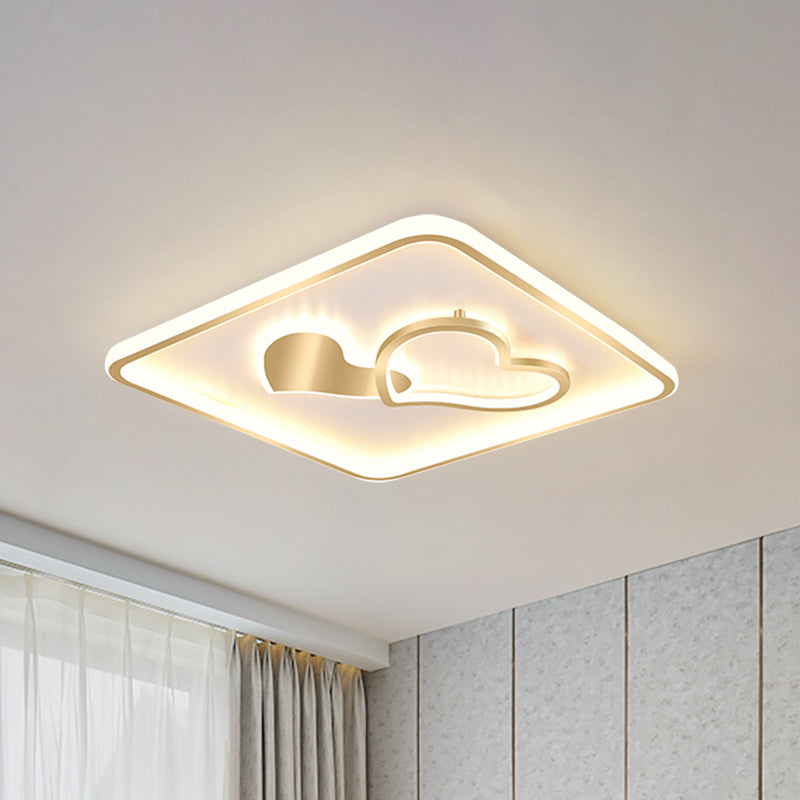 Acrylic Square Ceiling Lighting Simplicity 16"/19.5" Width LED Flush Mount Lamp Fixture in Gold
