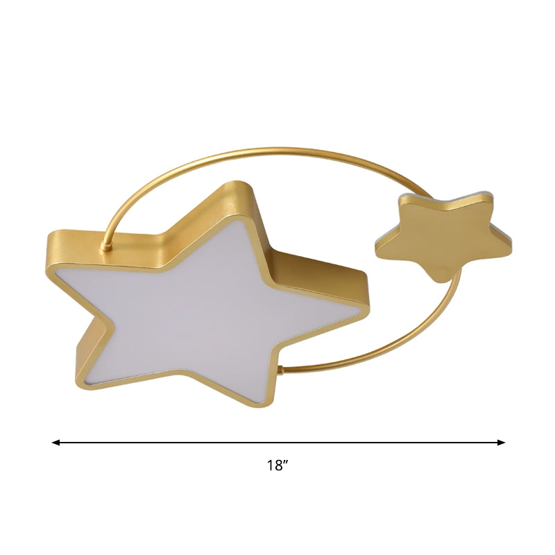 Star Metallic Flush Light Fixture Modern LED Gold Ceiling Flush Mount for Sleeping Room