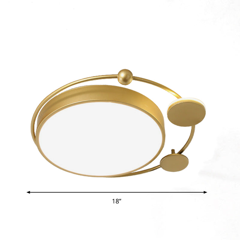 Minimalism Round Ceiling Lamp Acrylic LED Bedroom Flush Mount Light Fixture in Gold