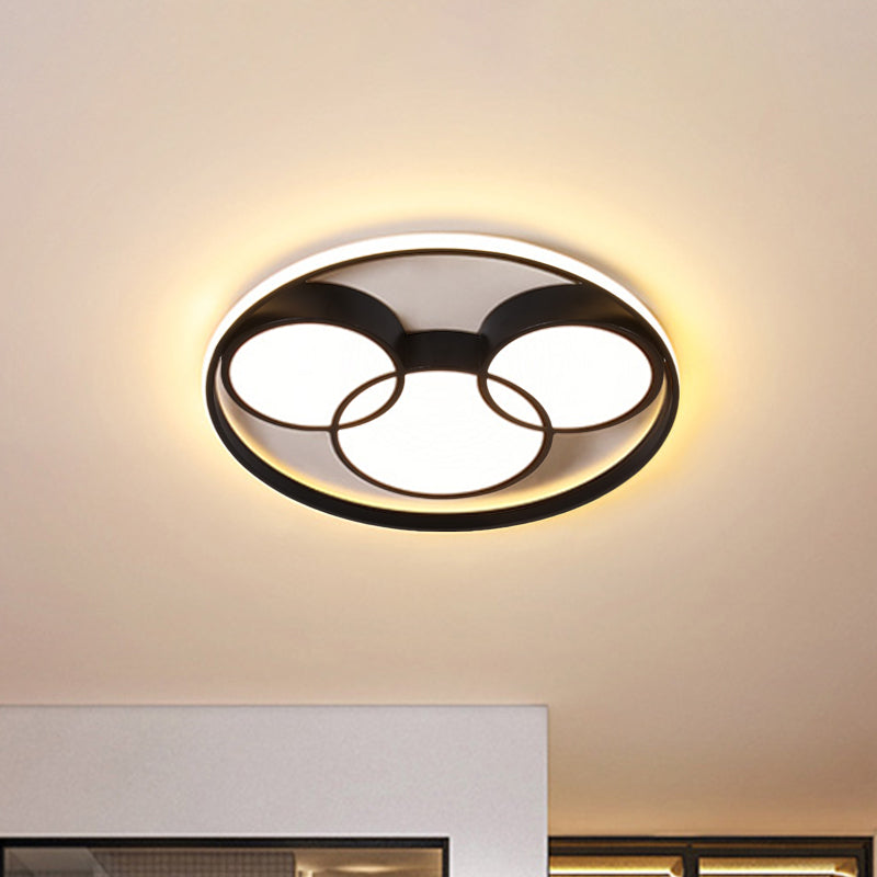 Circular Parlor Close to Ceiling Lamp Acrylic LED Minimalist Flush Mount Lighting in Black