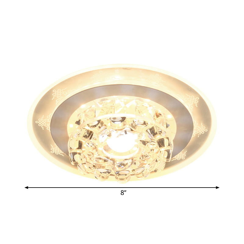 Beveled Crystal Round Ceiling Lighting Contemporary LED Flush Mount Lamp in Chrome