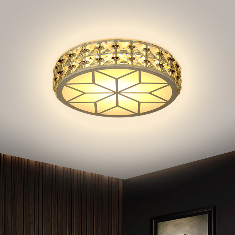 Crystal Block Circle Ceiling Light Modern Style 6.5"/8.5" Width LED Gold Flush Mount Lamp Fixture