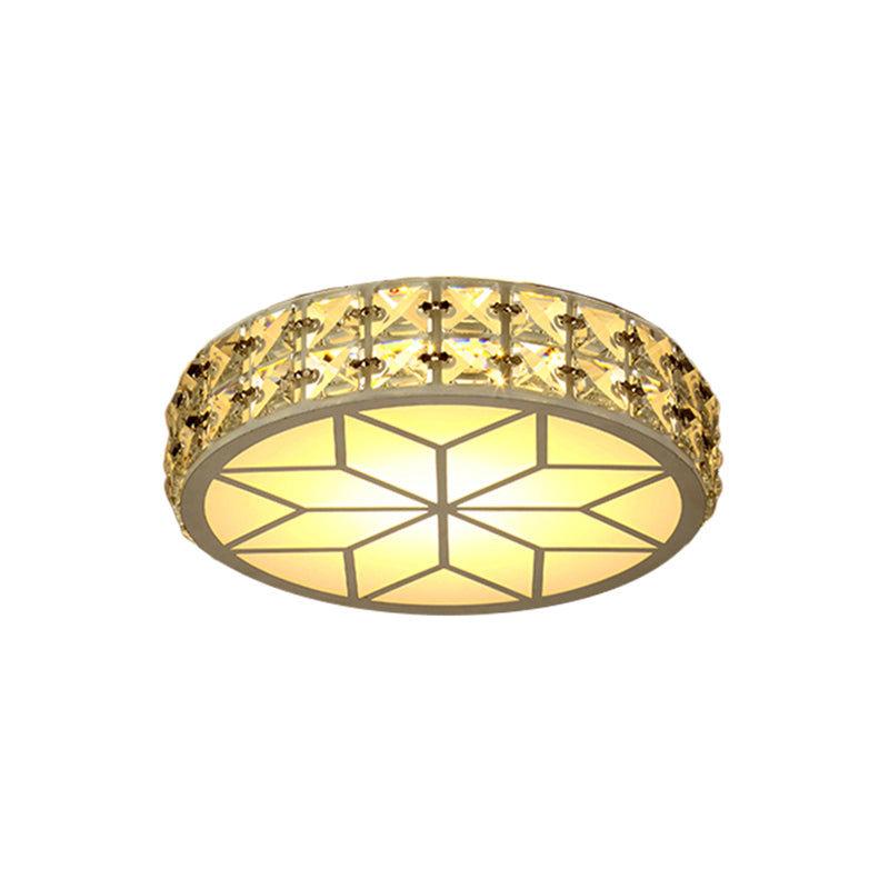 Crystal Block Circle Ceiling Light Modern Style 6.5"/8.5" Width LED Gold Flush Mount Lamp Fixture