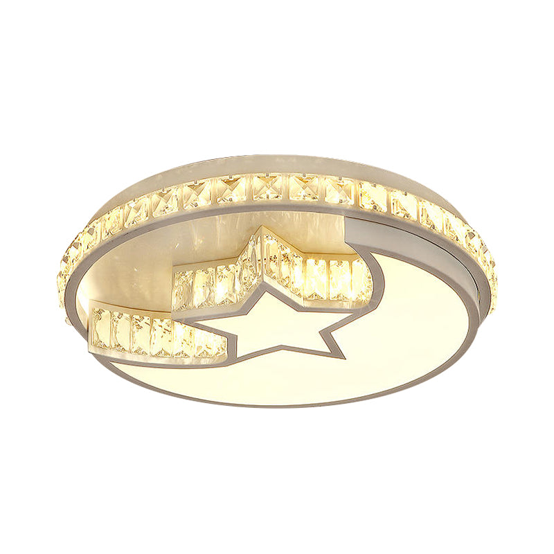 Lámpara de techo de estrella y media luna, lámpara de montaje empotrado LED cromada con bloque de cristal simple
