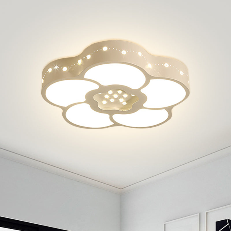 Simplicity Flower/Moon Flush Mount Faceted Crystal LED Bedroom Ceiling Light Fixture in Chrome
