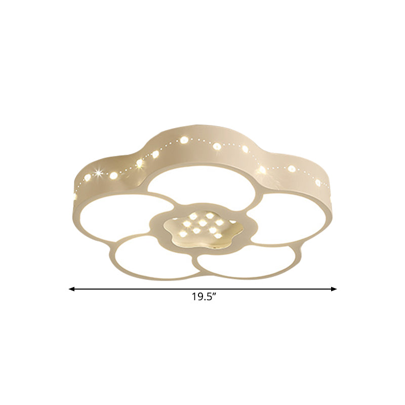 Simplicity Flower/Moon Flush Mount Faceted Crystal LED Bedroom Ceiling Light Fixture in Chrome