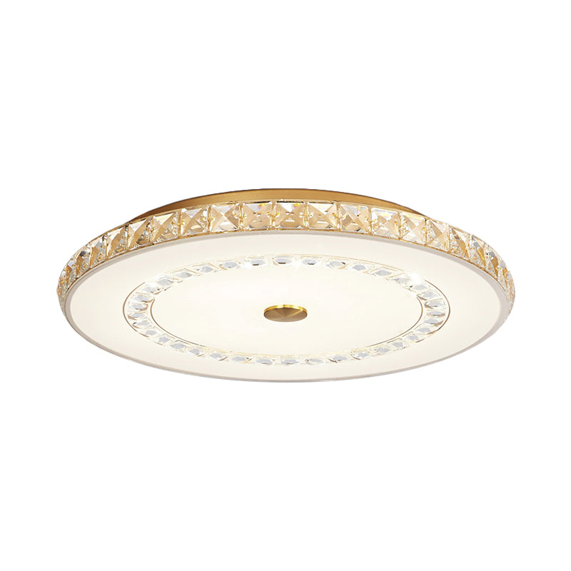 16"/19.5" W LED Doorway Flushmount Modernist Chrome/Gold Ceiling Mounted Light with Round Crystal Block Shade