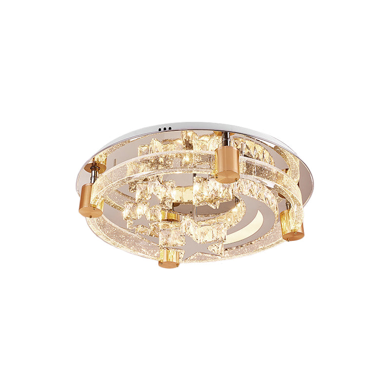 Iluminación circular de semi montura Minimalista LED Techo cromado al ras con diseño de triángulo/estrella