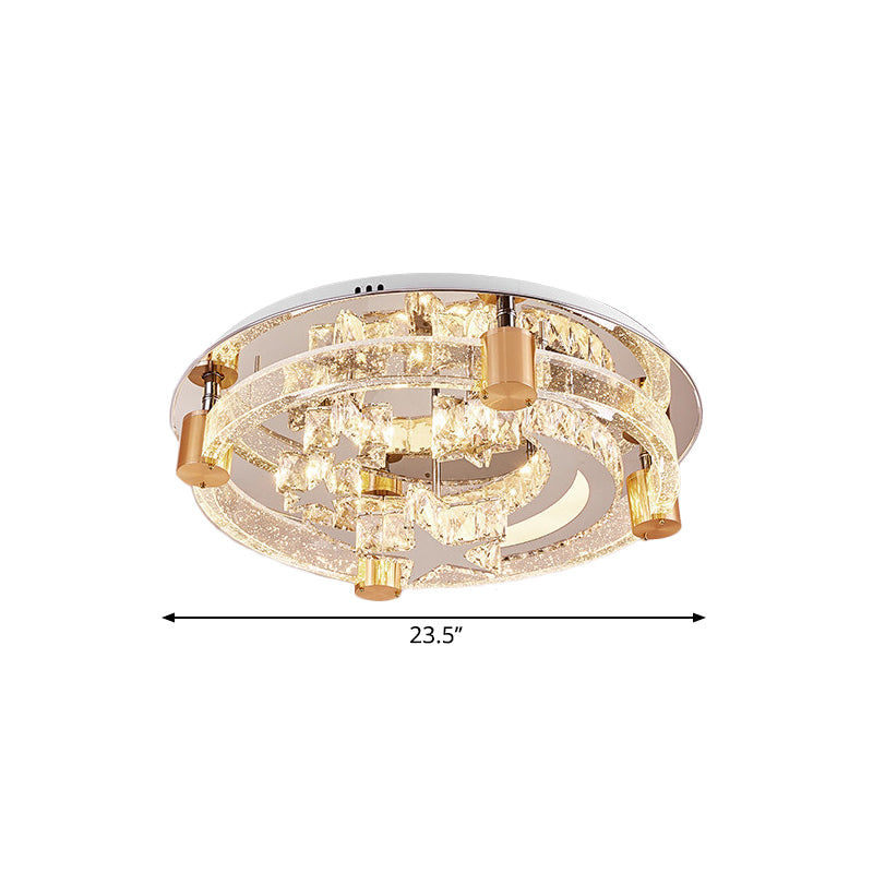 Iluminación circular de semi montura Minimalista LED Techo cromado al ras con diseño de triángulo/estrella