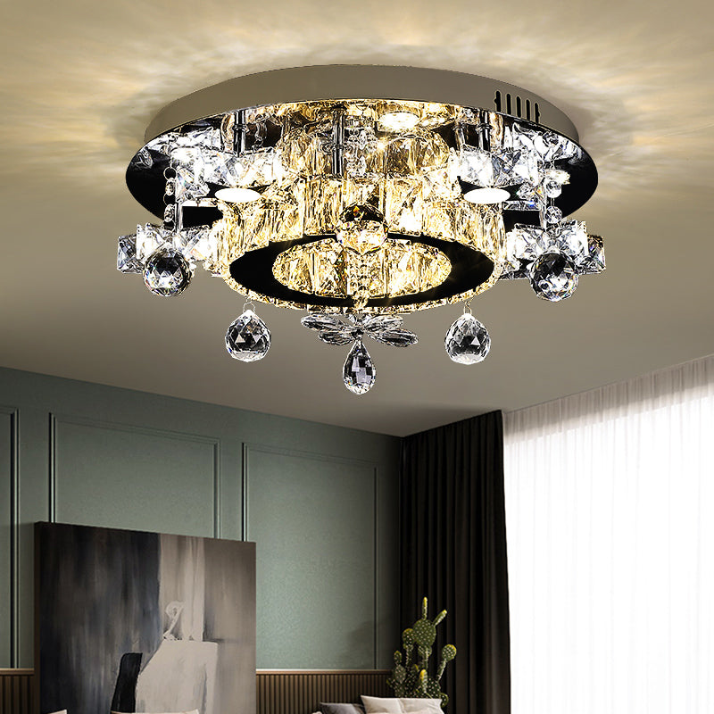 Facetted Crystal Star Semi Flush Lampe Simplicity LED Deckenspülung in Chrom, warm/weißes Licht