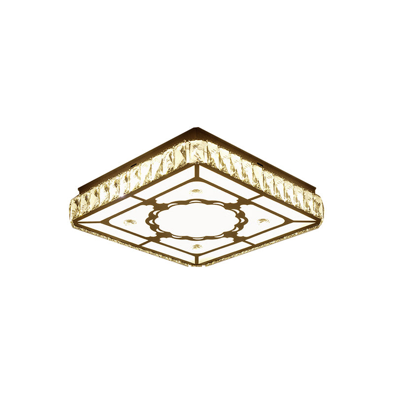 Squared Living Room Ceiling Flush Mount Crystal Block LED Simplicity Flush Lamp in Chrome