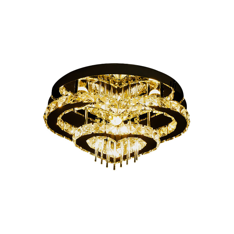 Loving Heart Ceiling Mounted Fixture Simple Crystal Block and Rod LED Chrome Flush Light