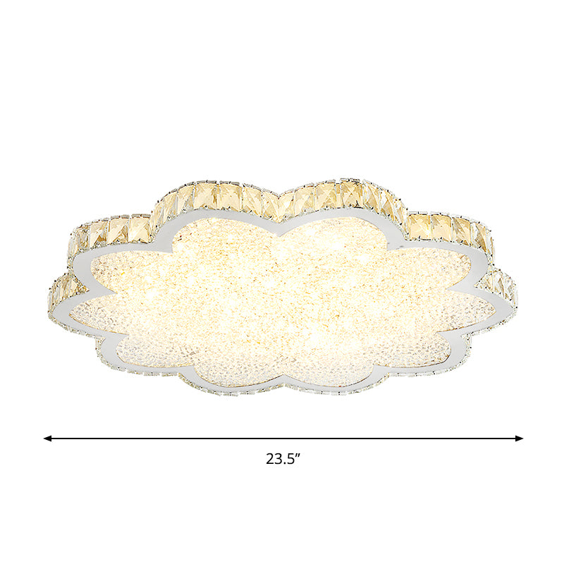 Bloom Clear Crystal Flush Light Fixture Minimalist LED Stainless-Steel Ceiling Mount Fixture