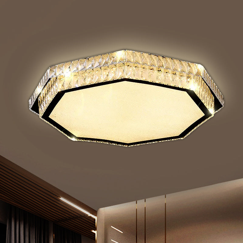 Clear Crystal Flower/Octagon Flushmount Minimalism LED Stainless-Steel Close to Ceiling Lamp