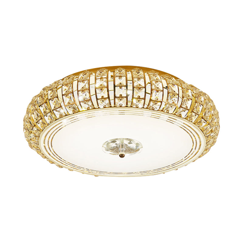 Lampada da soffitto circolare in cristallo sfaccettato modernista a incasso a LED in cromo/oro, larghezza 15"/19"