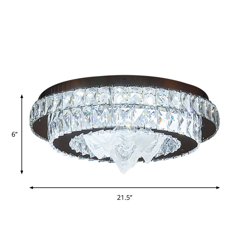 Simple Tiered Flush Mount Lamp Crystal Block LED Parlor Ceiling Light with Iceberg Design in Chrome