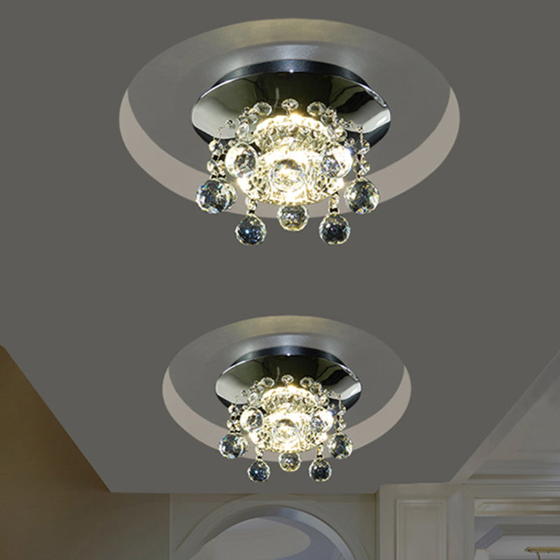 Blossom Semi Flush Mount Light Modernist Clear Crystal LED Chrome Lighting Fixture for Corridor