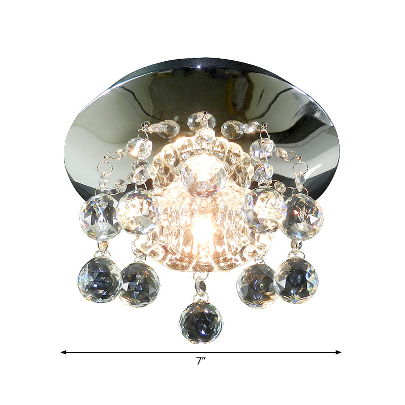 Blossom Semi Flush Mount Light Modernist Clear Crystal LED Chrome Lighting Fixture for Corridor