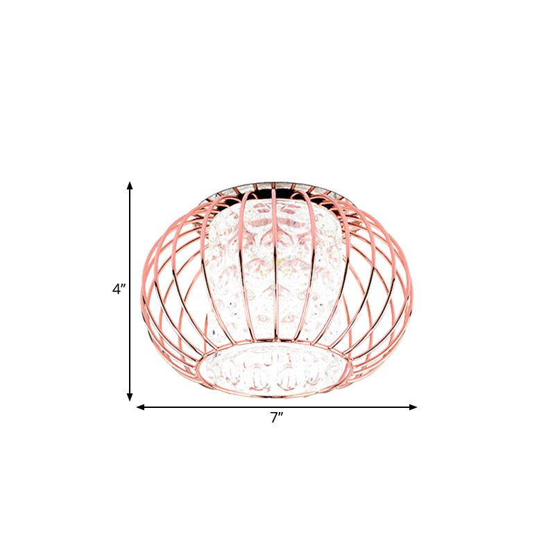 Gold Ball Cage Flushmount Modern LED Soffitto Flush con Cilindro Interno Ombra di Cristallo in Luce Calda/Bianca