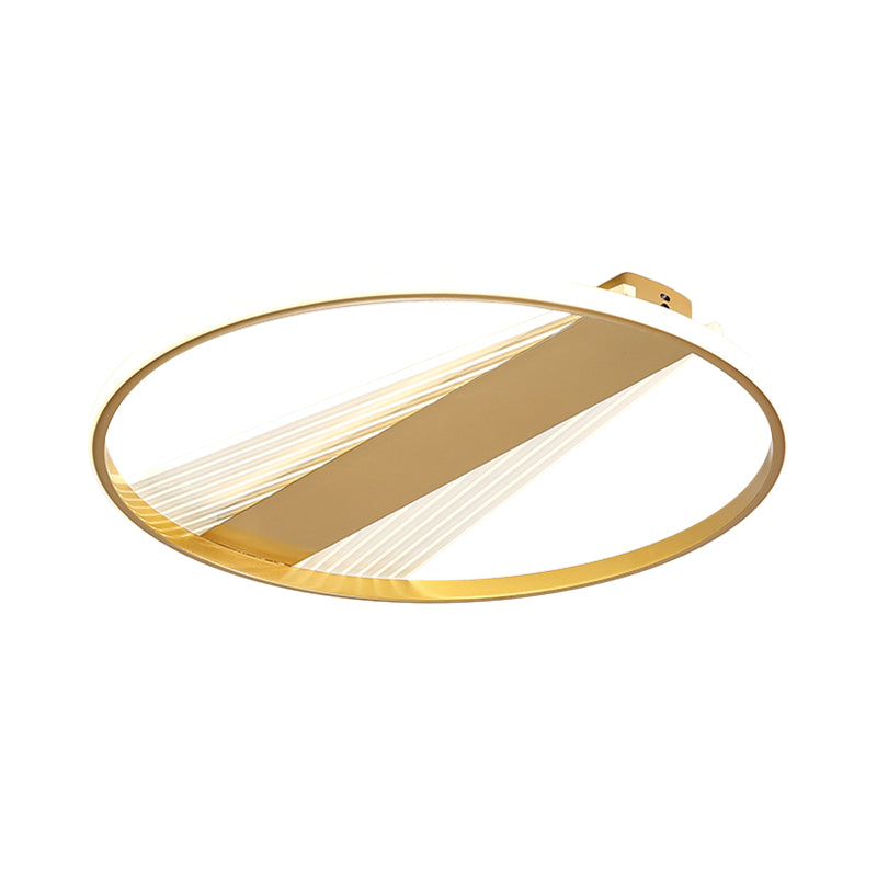 Ring Metal Ceiling Fixture Contemporary 18"/21.5" W LED Gold Flush Mount Lamp for Bedroom