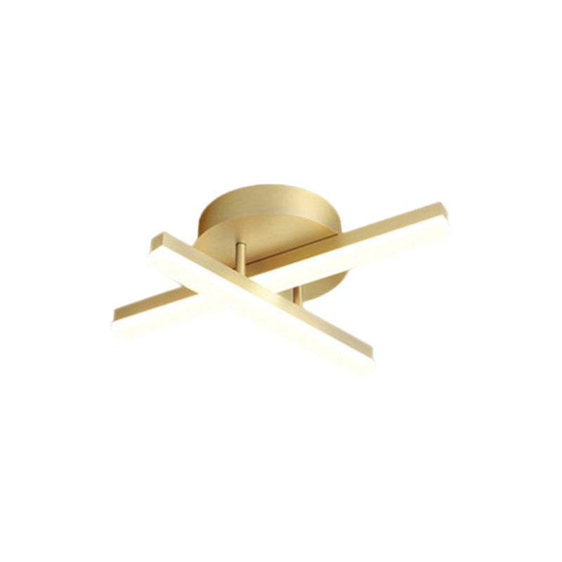 Linear Flush Mount Ceiling Light Minimal Acrylic LED Gold Lighting Fixture in Warm/White Light for Bedroom