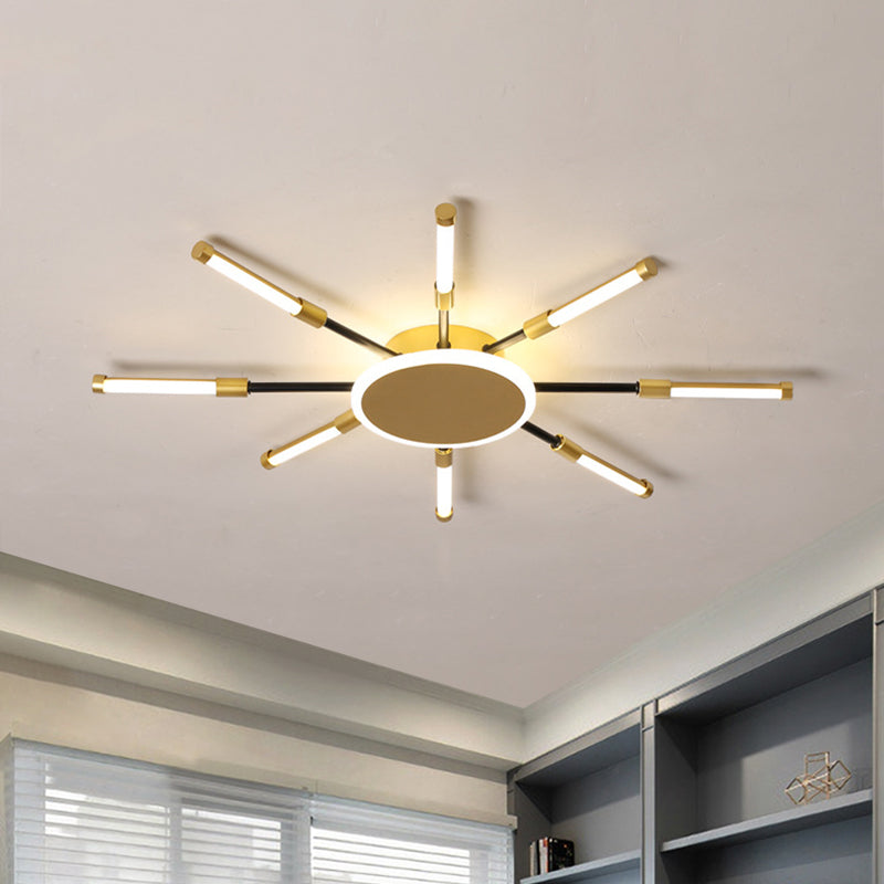 Lámpara de techo LED minimalista de aluminio con iluminación semimontaje Sputnik dorada en luz blanca/cálida, 23,5"/39" W