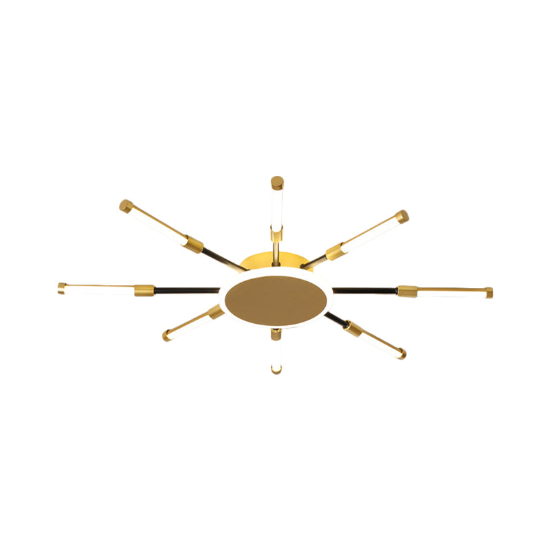 Gold Sputnik Semi Mount Lighting Minimalist LED Aluminum Ceiling Lamp in Warm/White Light, 23.5"/39" W