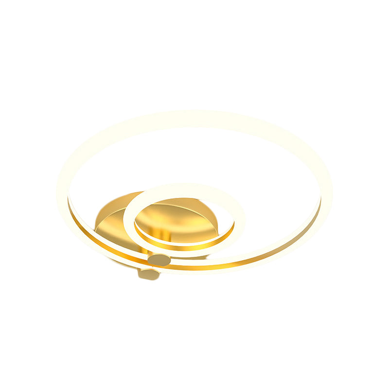 Hoop Semi Flush Light Minimalism Metallic LED Gold Ceiling Mounted Fixture for Bedroom