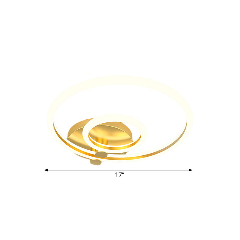 Hoop Semi Flush Light Minimalism Metallic LED Gold Ceiling Mounted Fixture for Bedroom