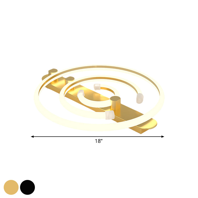 Iluminación de techo de círculo de metal Lámpara de montaje de semi descarga de LED negro/dorado en luz cálida/blanca