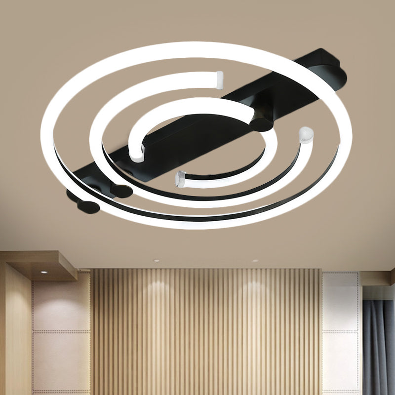 Iluminación de techo de círculo de metal Lámpara de montaje de semi descarga de LED negro/dorado en luz cálida/blanca