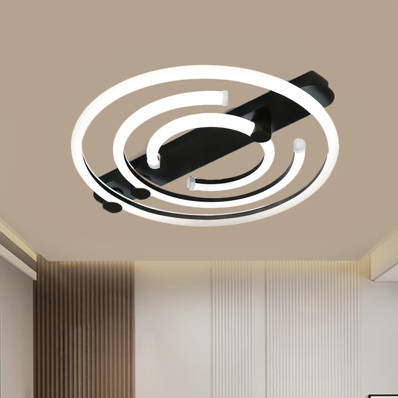 Iluminación de techo de círculo de metal Lámpara de montaje de semi descarga de LED negro/dorado en luz cálida/blanca