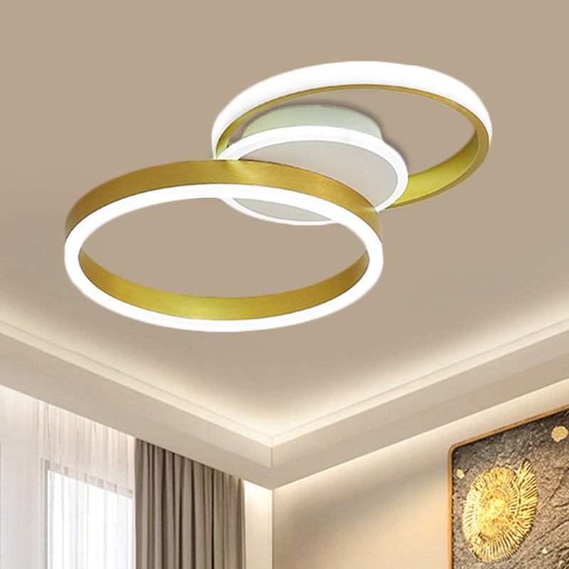 Dual Rings Flush Light Fixture Minimalist Metal LED Parlor Ceiling Flush Mount in Gold