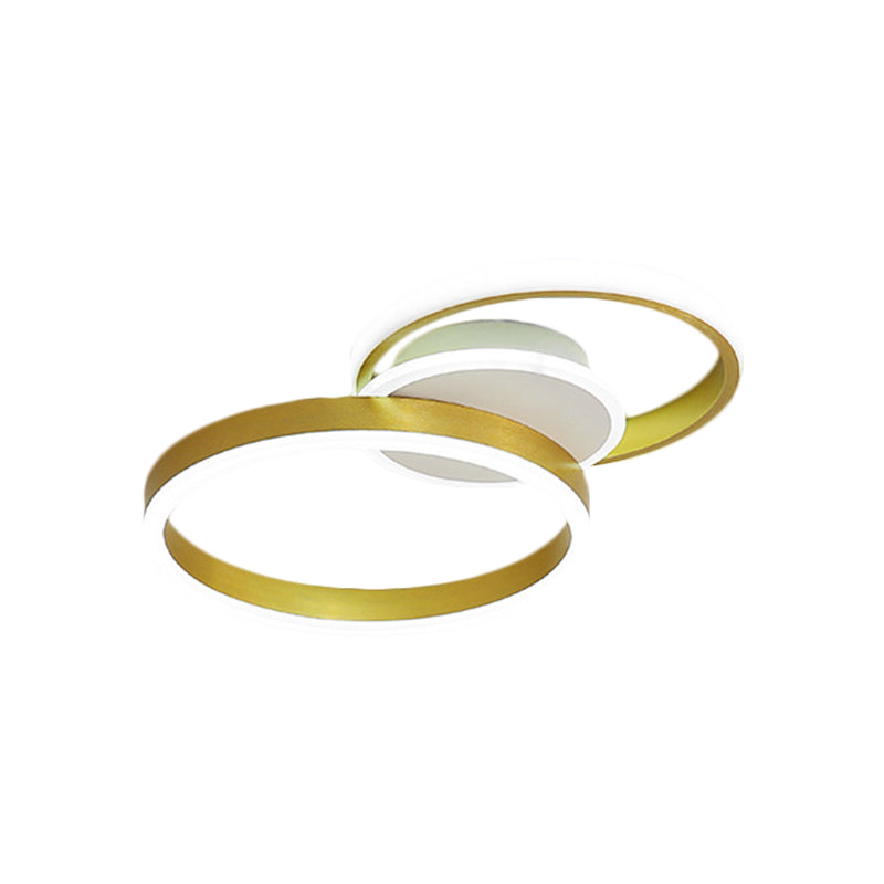 Dual Rings Flush Light Fixture Minimalist Metal LED Parlor Ceiling Flush Mount in Gold