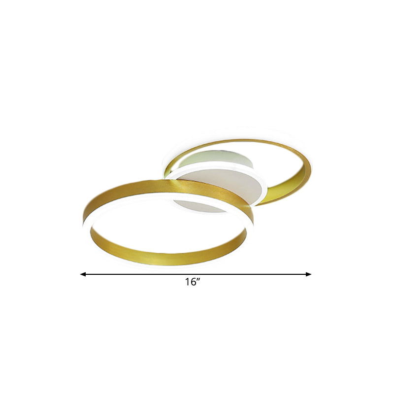 Dual Rings Flush Light Fixture Minimalist Metal LED Parlor Ceiling Flush Mount in Gold