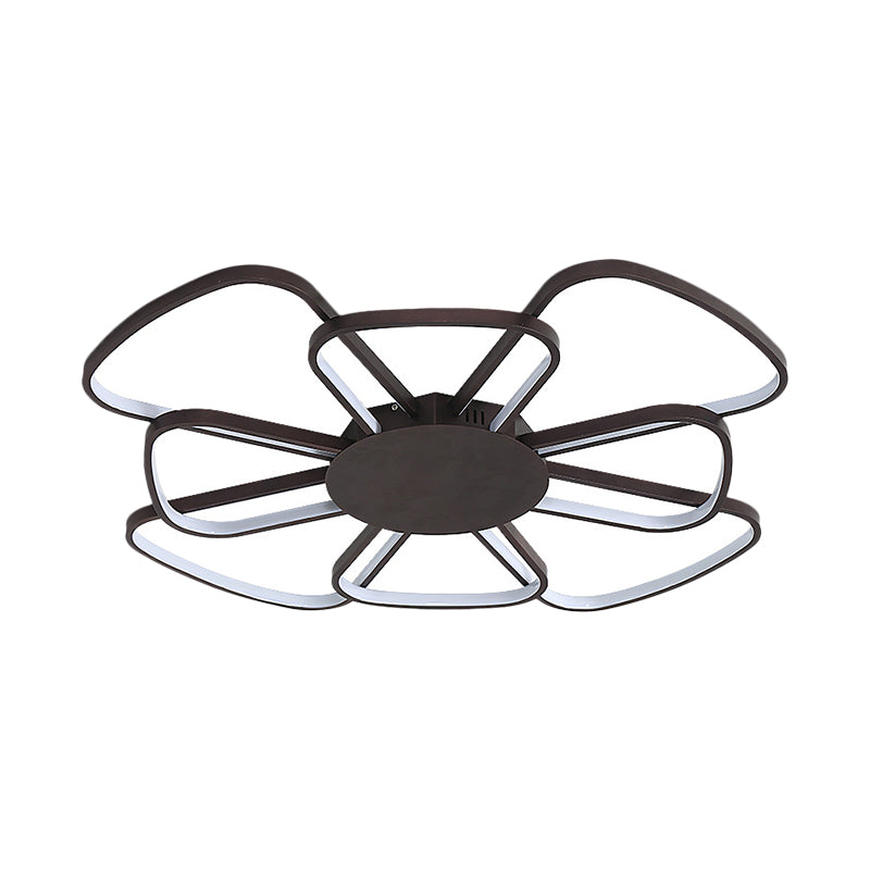 Minimalism Flower Ceiling Lamp Metallic LED Parlor Flush Mount Fixture in Coffee, Warm/White Light