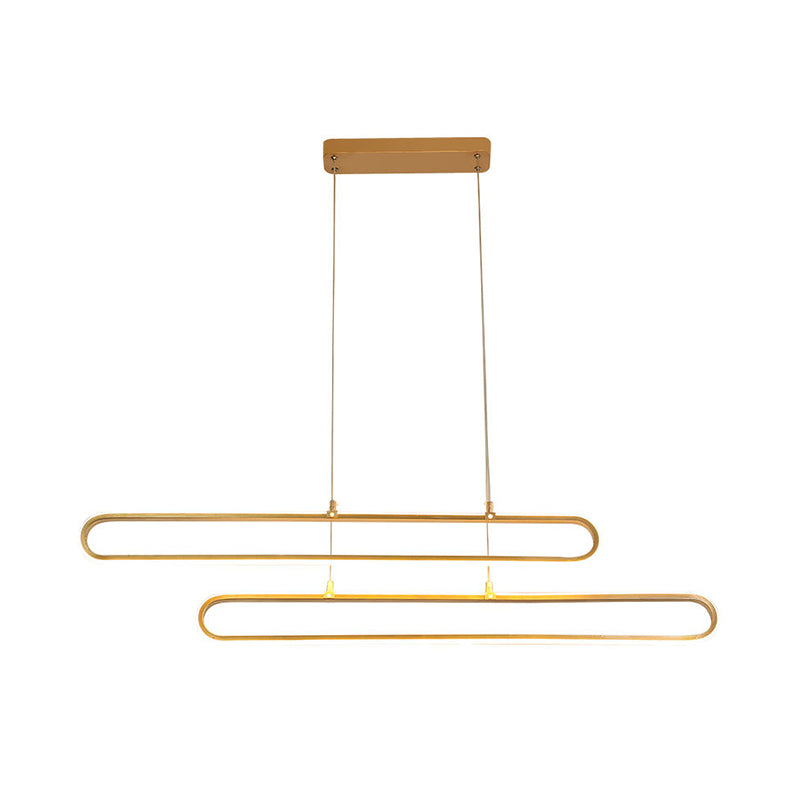 Aluminum Elliptical Island Light Modernity LED Gold Pendant Lighting in Warm/White Light, 39"/47" Long