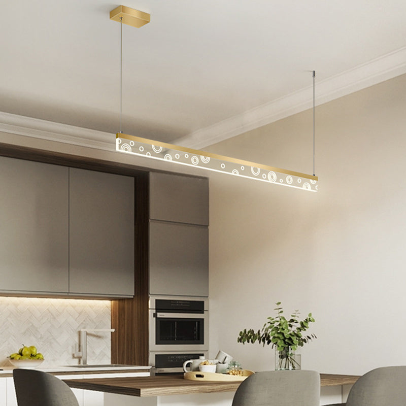 35,5 "/ 47" L Simple Rectangle Island Lamp Lamp Aluminium Dining Room LED PROSEMENT ARRIVE