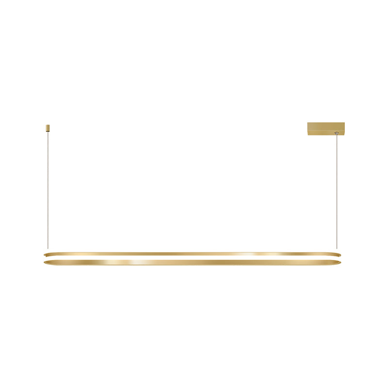 Metal Elongated Oblong Ceiling Pendant Simple Style LED Island Lighting Ideas in Gold