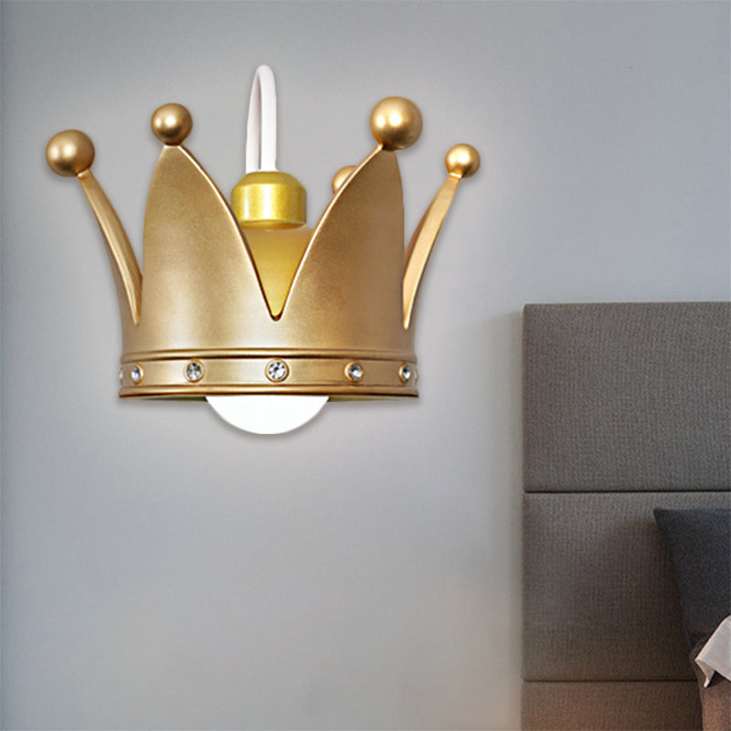 Kronkinder Schlafzimmer Wandleuchten Metall 1-Spur Kinder Stil Wandmontiertes Licht in Gold/Rosa