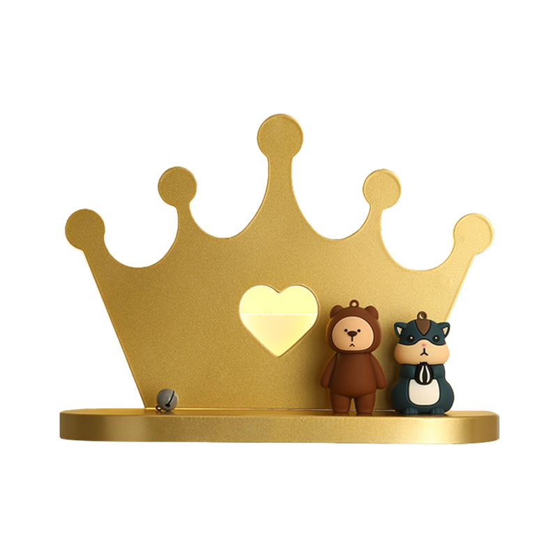 Iluminación de la pared de la corona estilo niños led metal led rosa/dorado luz montada en la pared para la cama