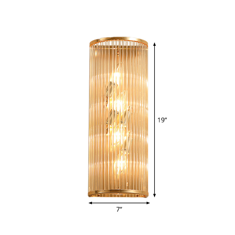 Minimalism Cylinder Wall Mount Lamp Crystal Rod 4 Lights Hallway Wall Sconce Lighting in Gold