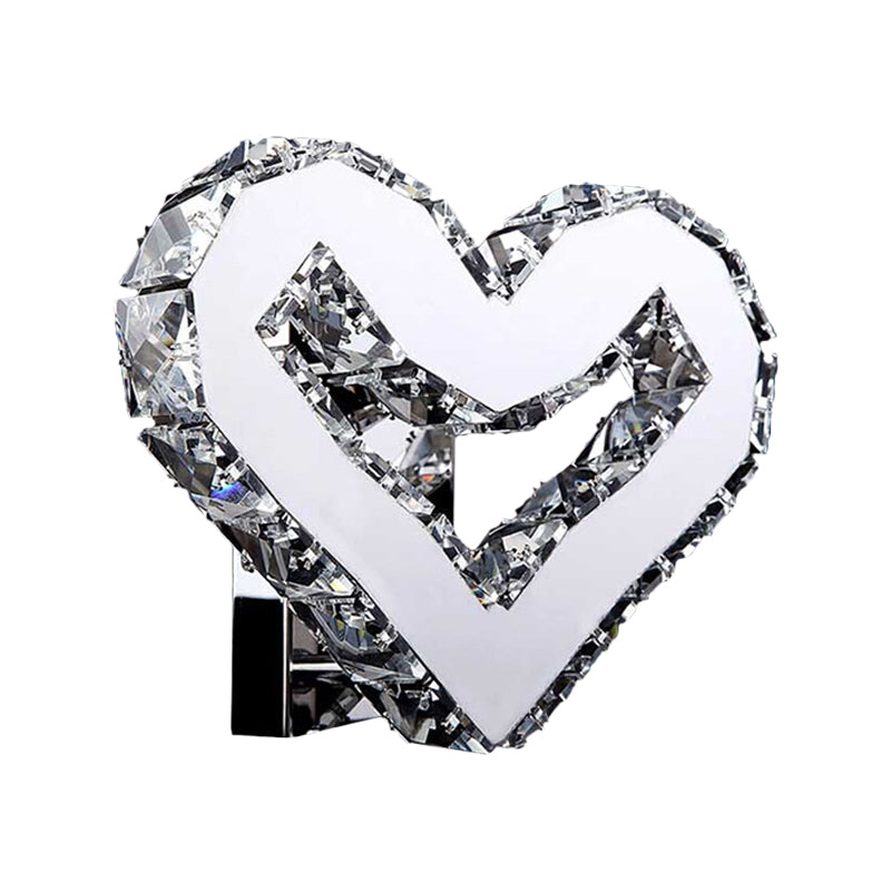 LED de acero inoxidable Corazón amoroso Modernismo Lámpara de montaje de pared de cristal transparente en luz cálida/blanca