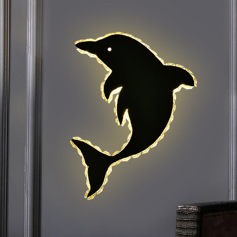 Dolphin Crystal Block Flush Wall Sconce Modernist LED Stainless-Steel Wall Lighting Ideas