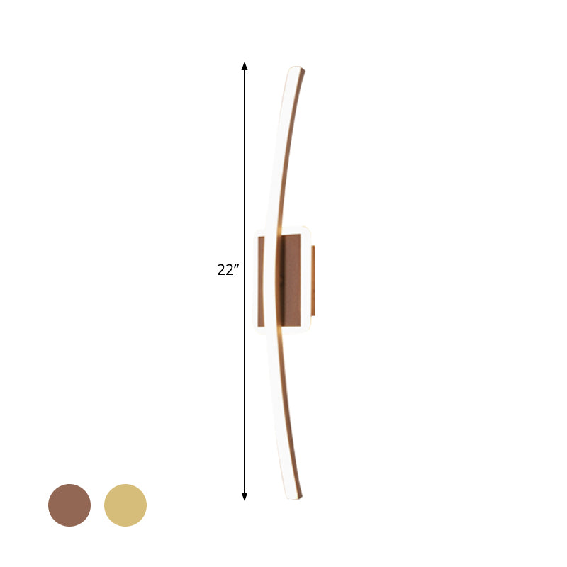 Gebogen lineair aluminium wandlicht Simplicity Goud/koffie LED Wand SCONCE LICHTING voor eetkamer