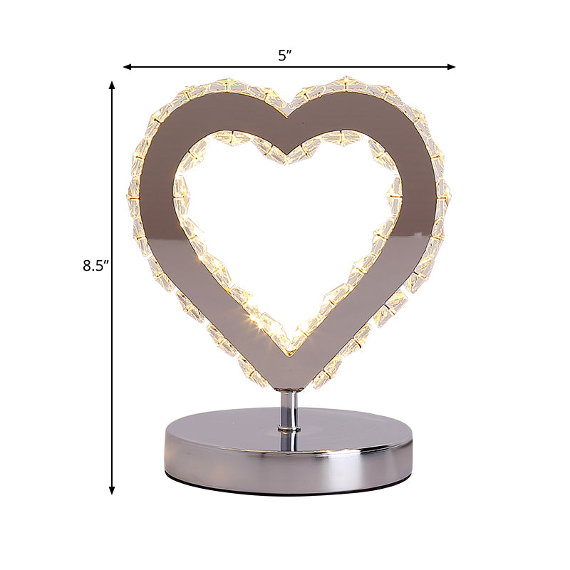 Amorevole luce del cuore Crystal Block Light Light Crontletro cromato contemporaneo per comodino