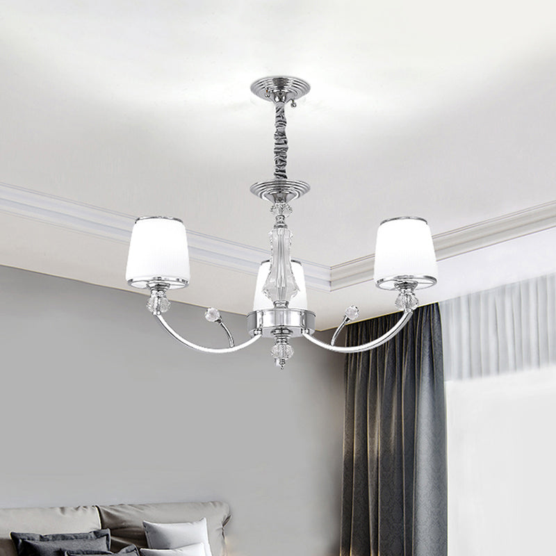 Cono di vetro bianco sospeso il lampadario modernismo 3/6 luci sospeso di illuminazione in cromo
