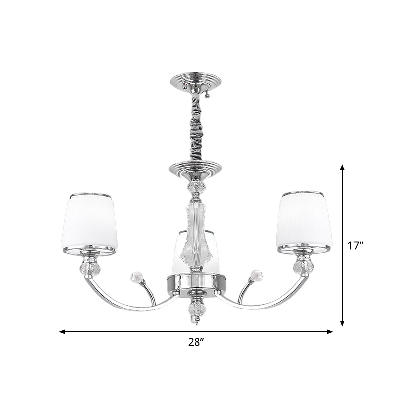 Cono di vetro bianco sospeso il lampadario modernismo 3/6 luci sospeso di illuminazione in cromo