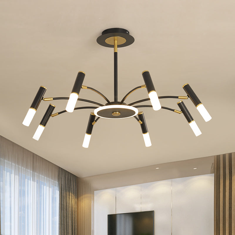Tube metalen hangende kroonluchter retro 6/8/10-head black-gouden ophanging verlichting in warm/wit licht